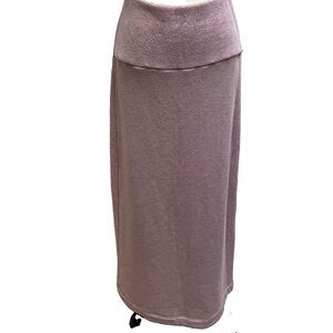 FREE PEOPLE Free-Est Dawn Mauve Knit Straight Maxi Skirt Thick Waistband L Boho